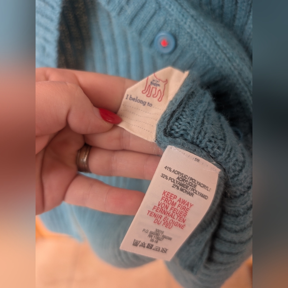 Mini Boden Blue Ribbed Kids Cardigan - Picture 6 of 6